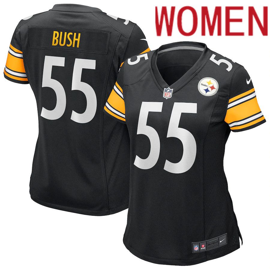 Women Pittsburgh Steelers 55 Devin Bush Black Nike Game NFL Jersey
